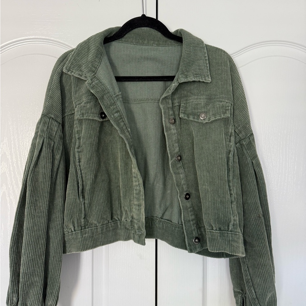 Olive Green Corduroy Women's Jacket